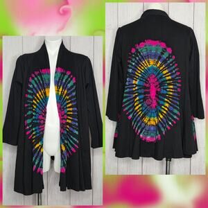 The Collection Royal Tie Dye Duster Cardigan Pockets Cotton Boho Kitschy, S/M